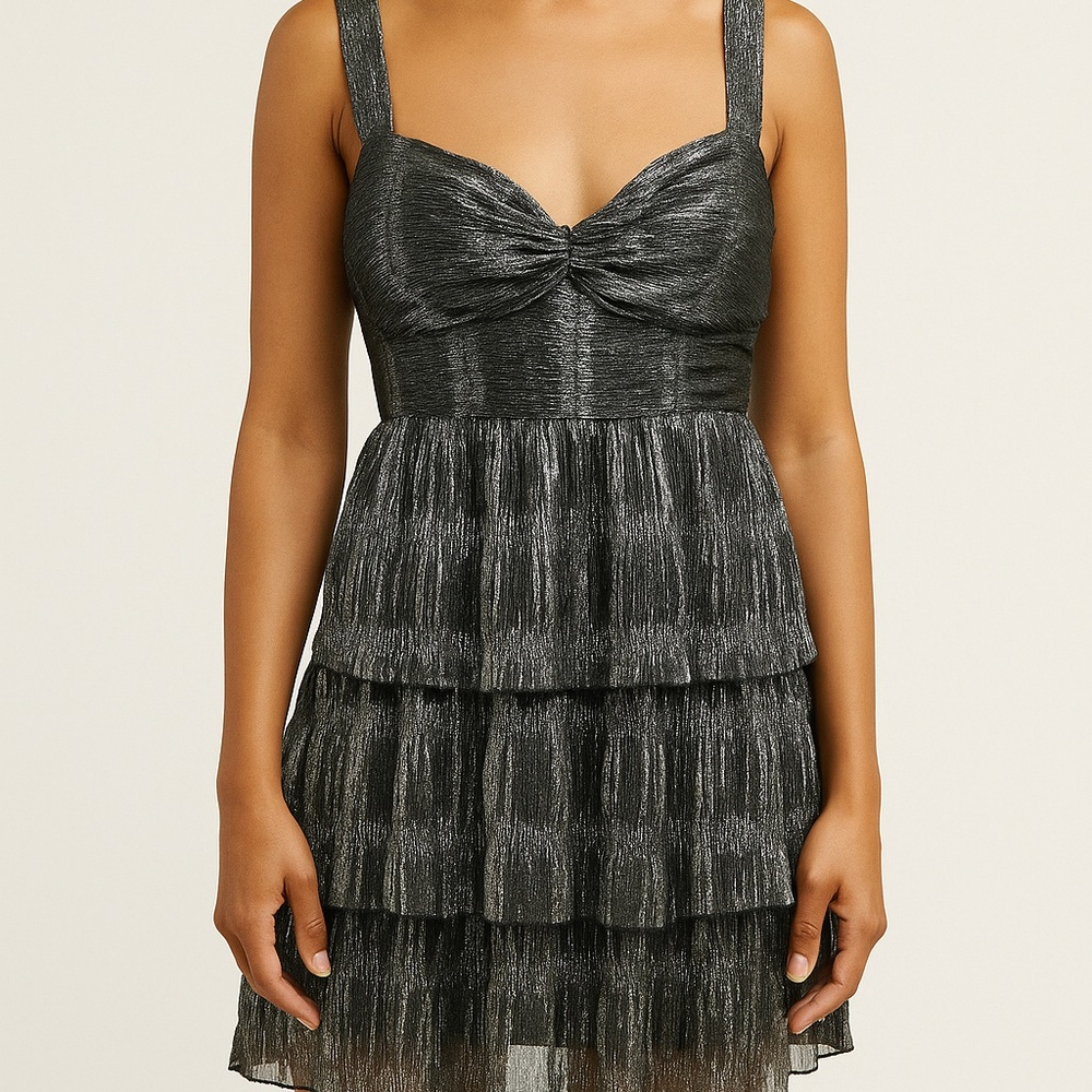 DYNAMITE -  Silver Textured Midi Skirt - XS